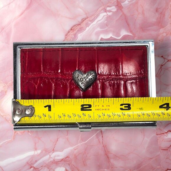 Vintage Brighton Red Alligator Embossed Leather Silver Stainless Steel Business - Picture 6 of 7
